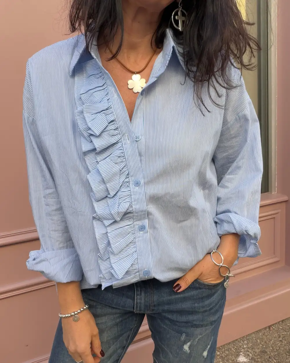 Elegant Cotton Striped Blouse