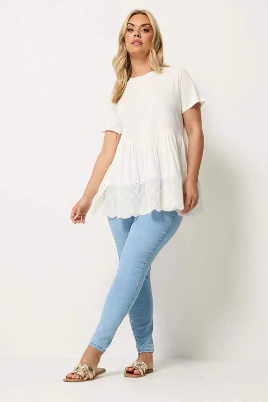 White Tiered Peplum Top detail 1