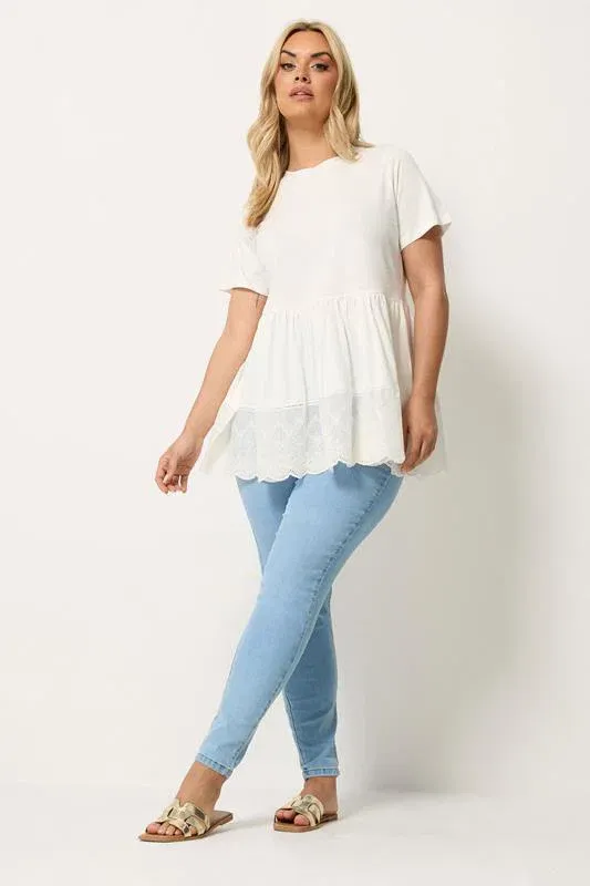 White Tiered Peplum Top