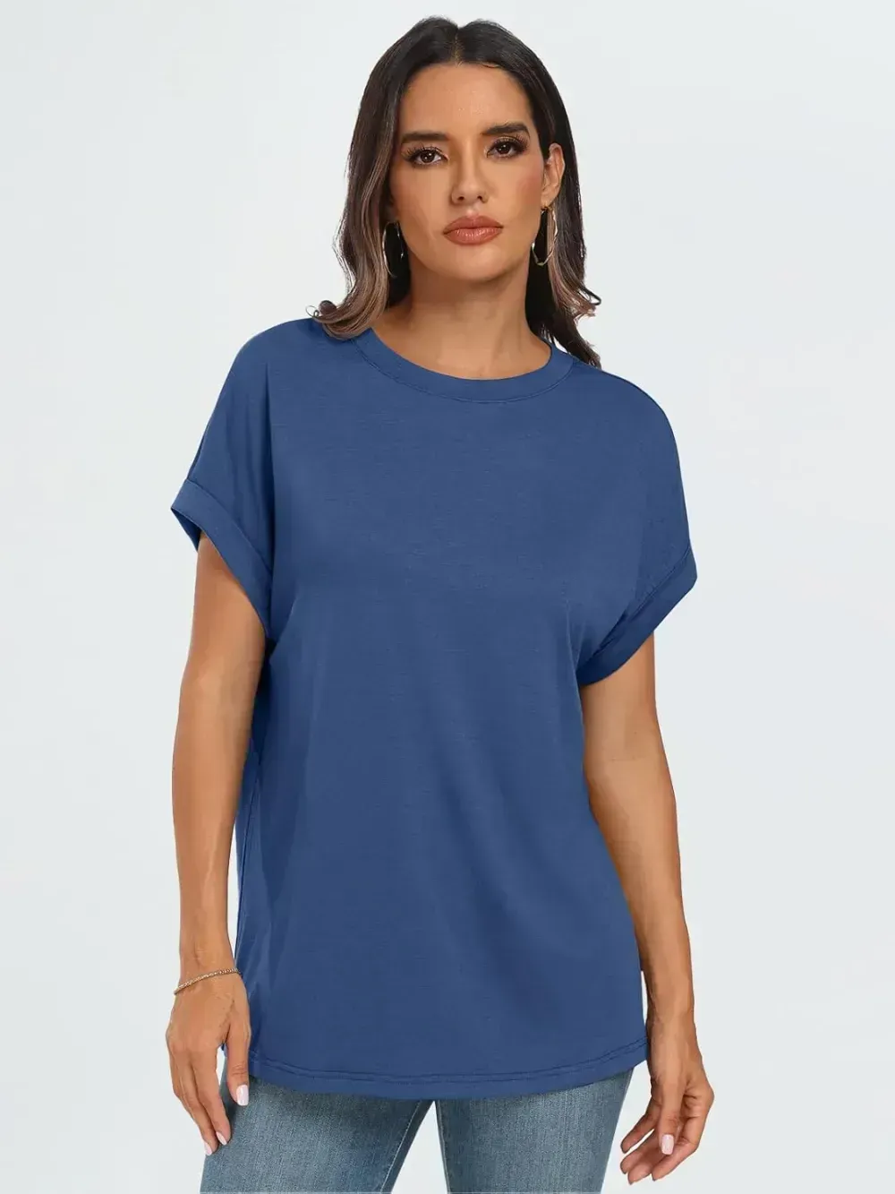 AUTOMET Women Tops Casual Basic T Shirts Loose Fit Crewneck Short Sleeve Summer Outfits
