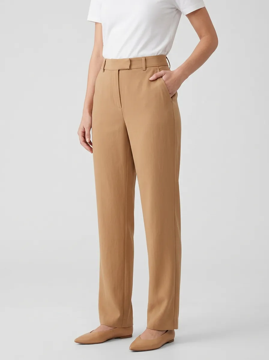 Women's Belt-Loop Tailored Straight-Leg Trousers