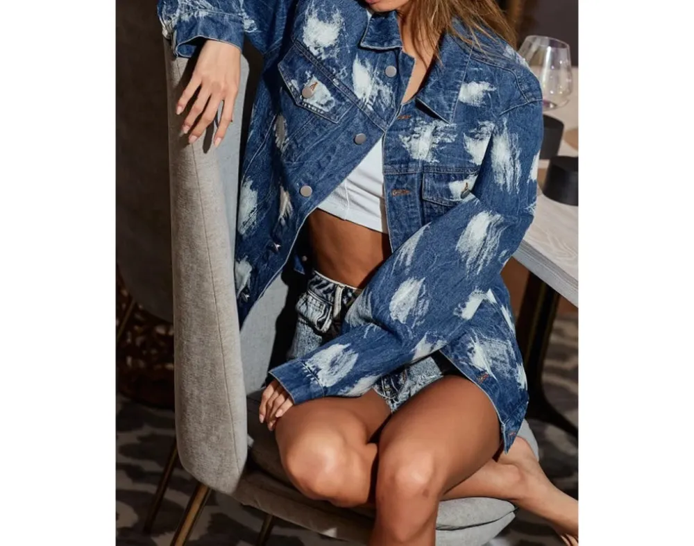Washed Tie-Dye Denim Jacket