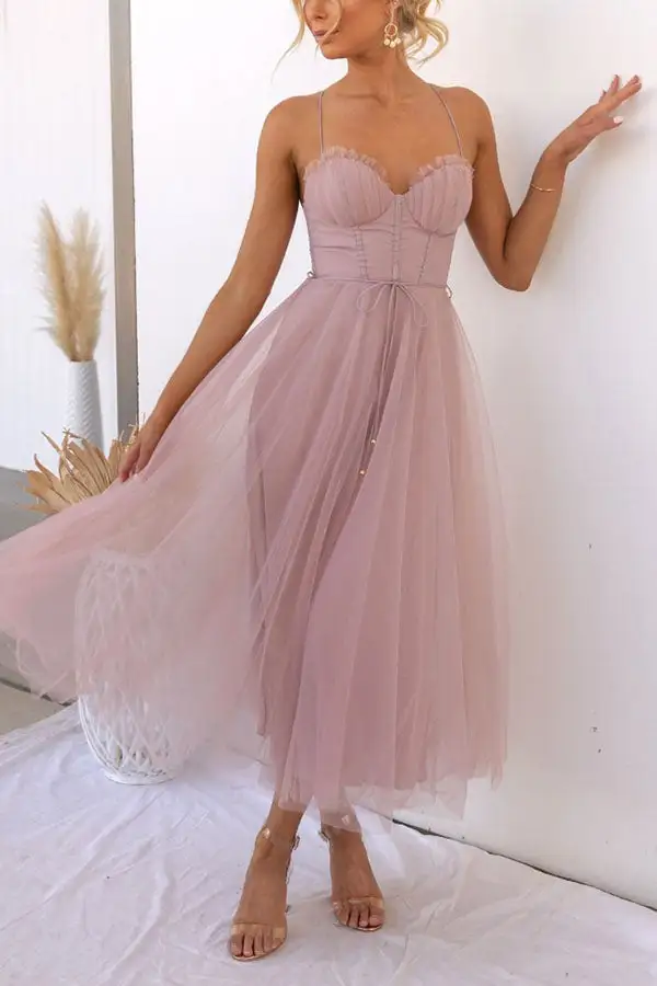  Corset Midi Dress Tulle A Line Design