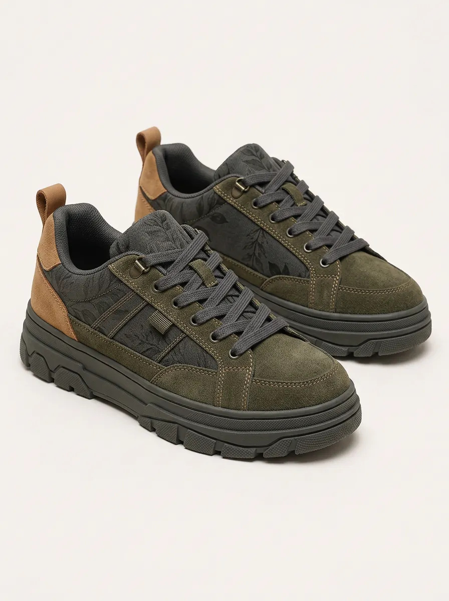 Men's Botanical Leaf Suede Skate Shoes