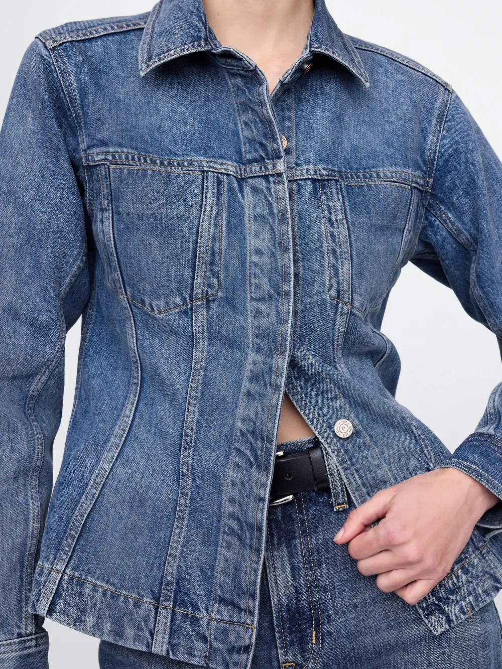 Two Piece Sleeve Jacket With Clear Patch Pocket