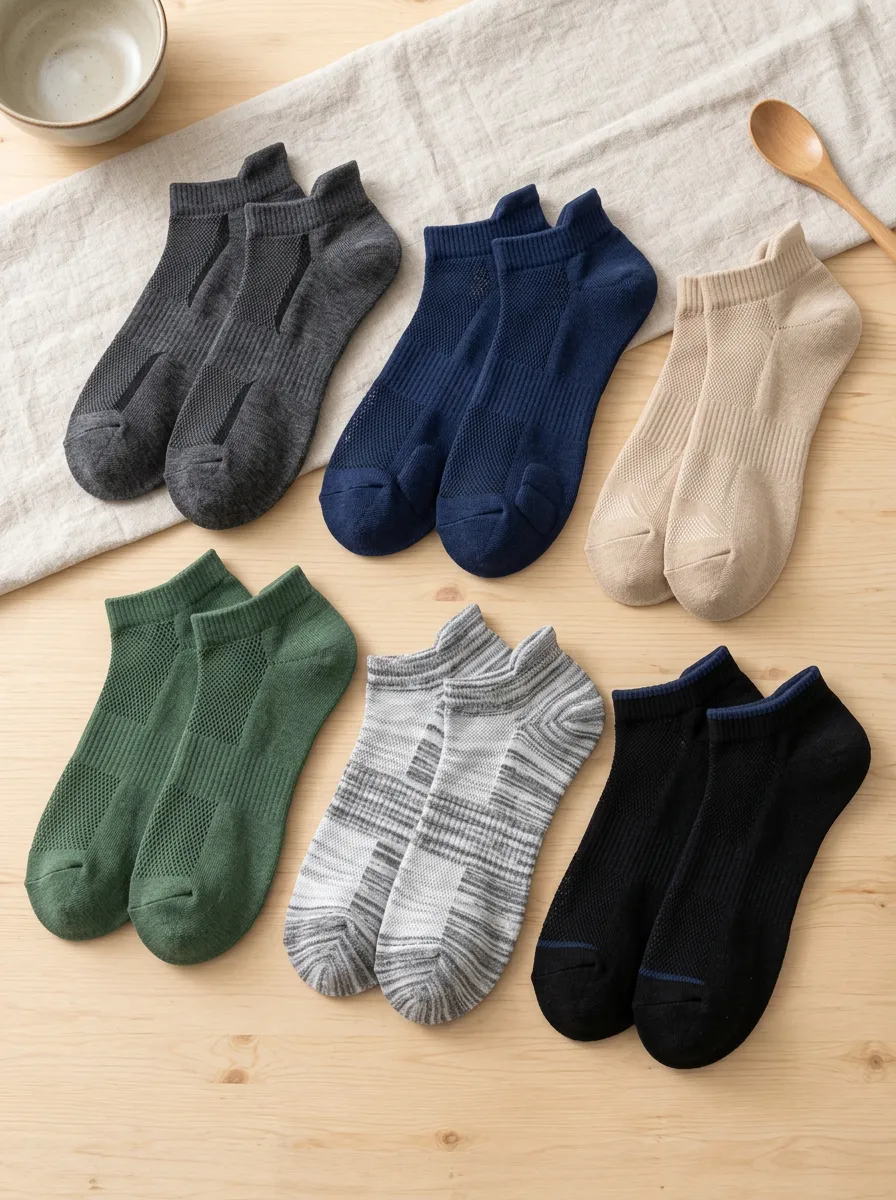 Men's Athletic Sports Breathable Mesh Ankle Socks Set