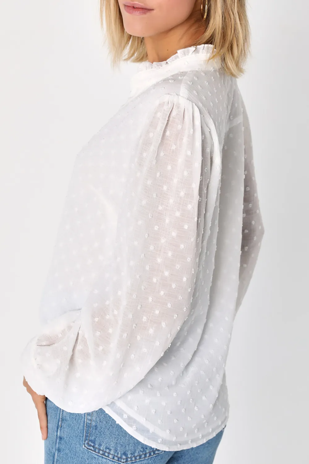 V-neck Button-Up Long Sleeve Top