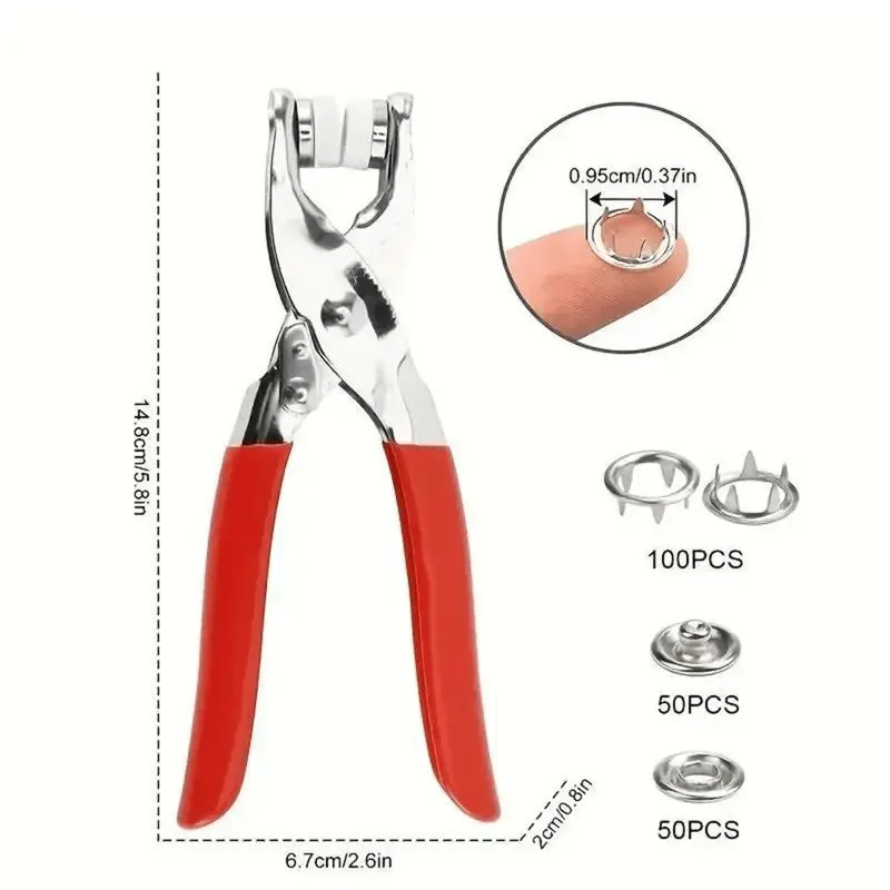 Including 100pcs Invisible Colored Metal Buckle & 1 Count Manual Pressure Pliers -8RH7