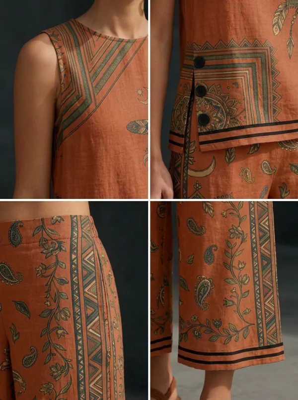 Women's Boho Mandala Paisley Printed Sleeveless Set