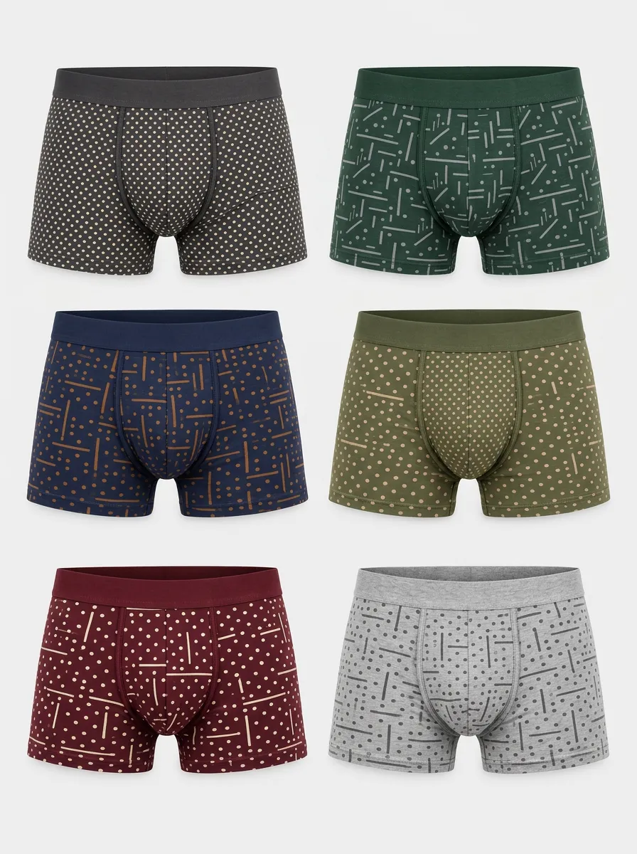 Men's Dot Geometric Boxer Briefs 6-Pack