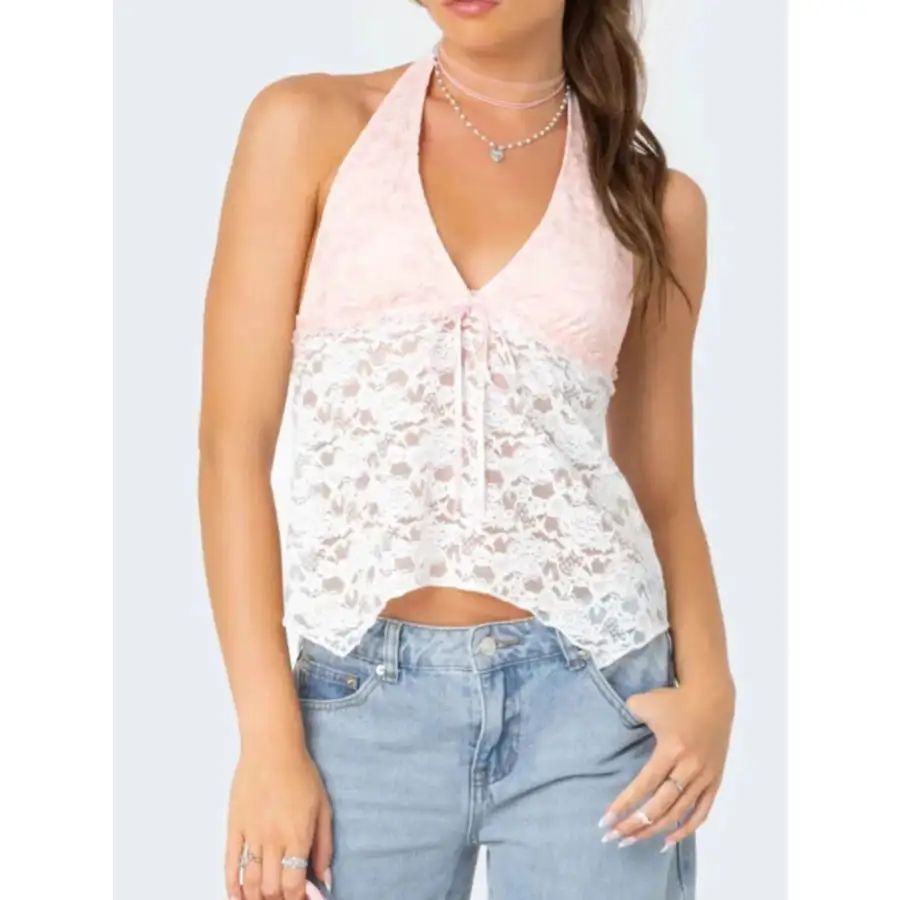 Lace Halter Neck Camisole Top