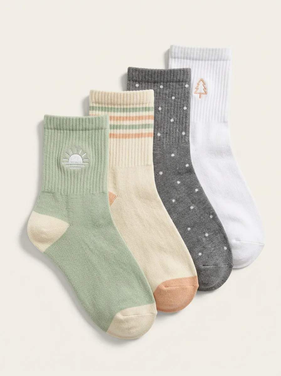 Relaxed Four-Pair Crew Socks