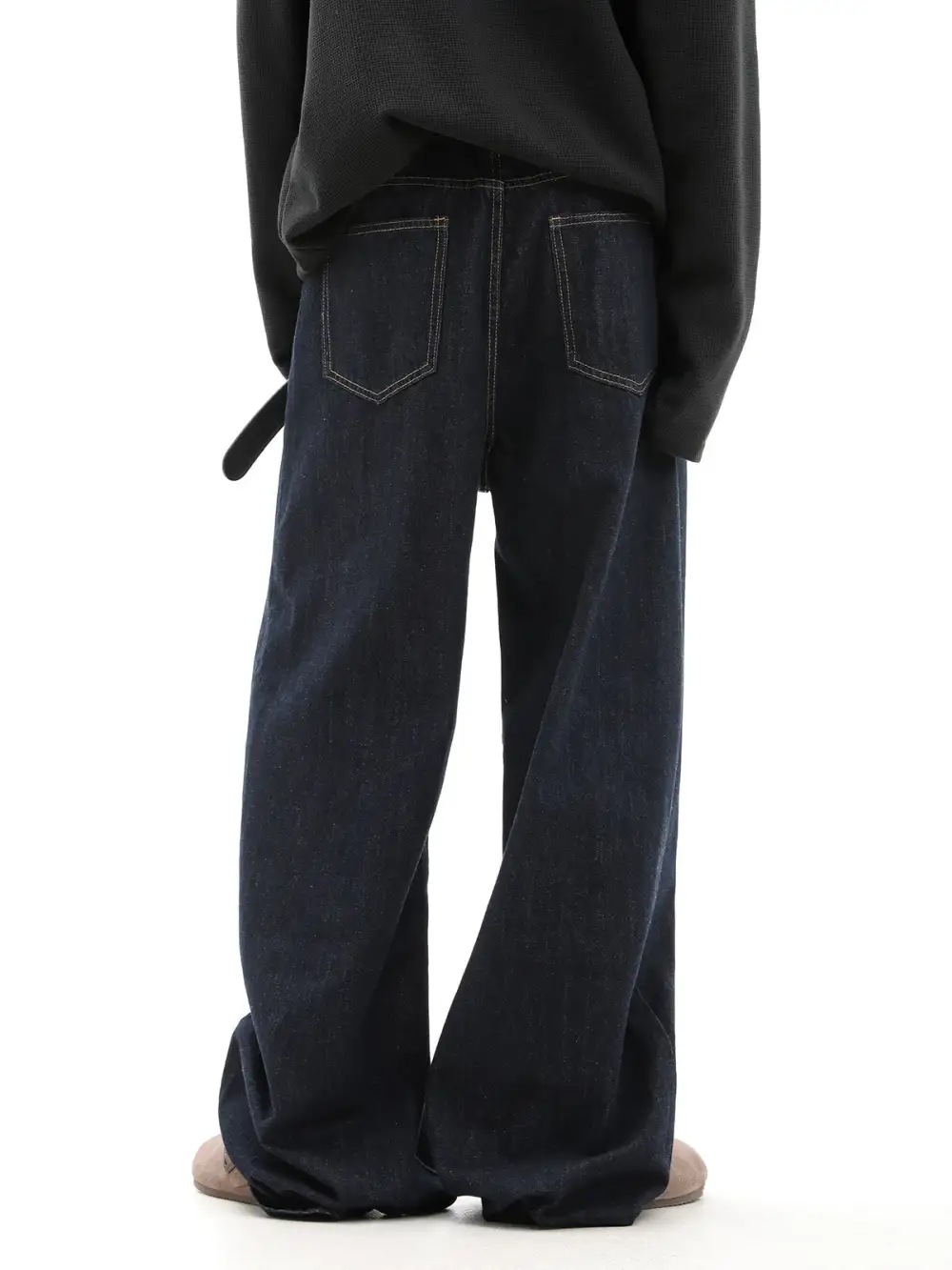 Wide-Leg Washed Denim Pants