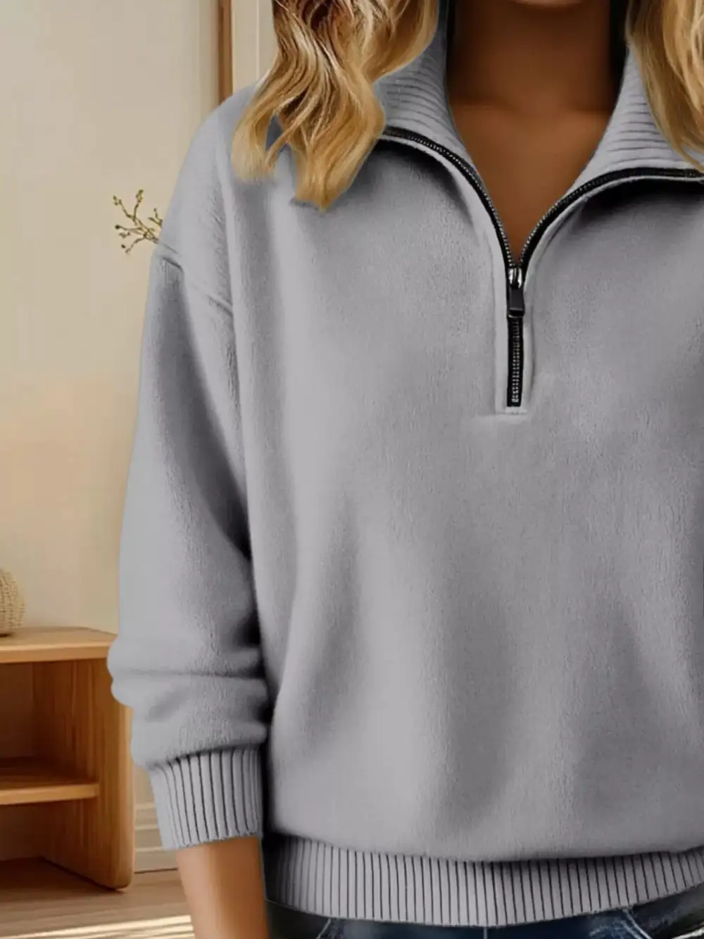 Half-Zip Drop Shoulder Sweater