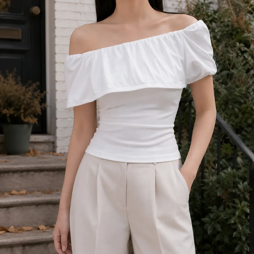 Ruffled Cotton-Blend Top