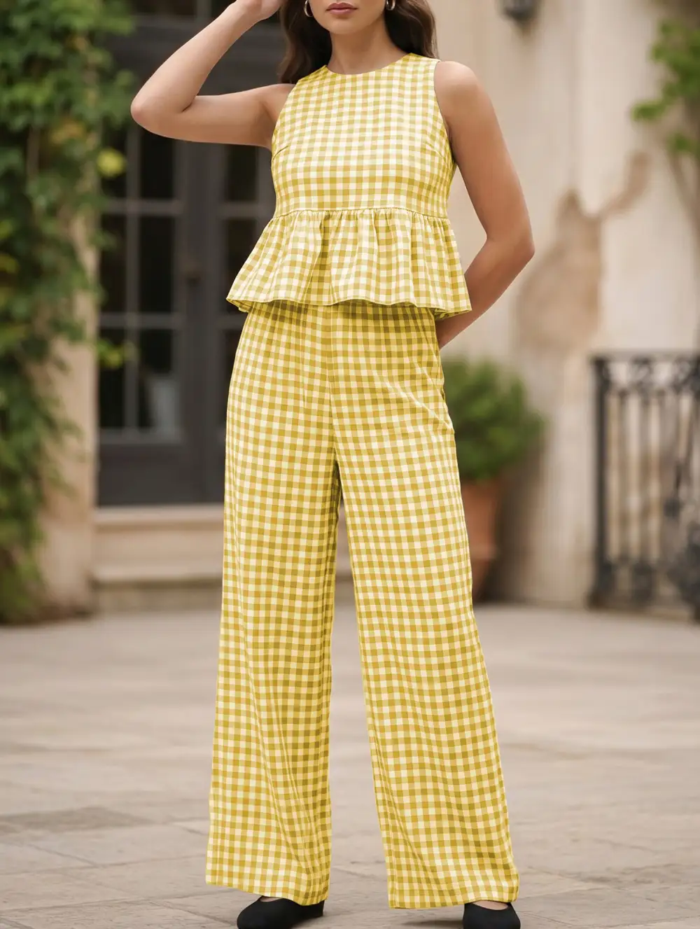 Sleeveless Top Pants Two Piece Set