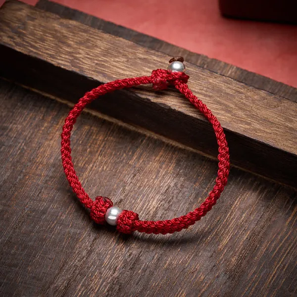 Sterling Silver Bead String Braided Bracelet