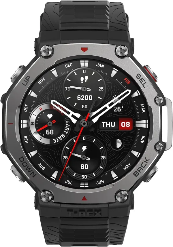 Amazfit T-Rex 3 Outdoor Smartwatch 48mm AMOLED Display, Maps & Offline Navigation, 6 Satellite GPS Systems Dual Band, 27 Days Battery Life, NFC Payment, 170 Adventure Sports Modes