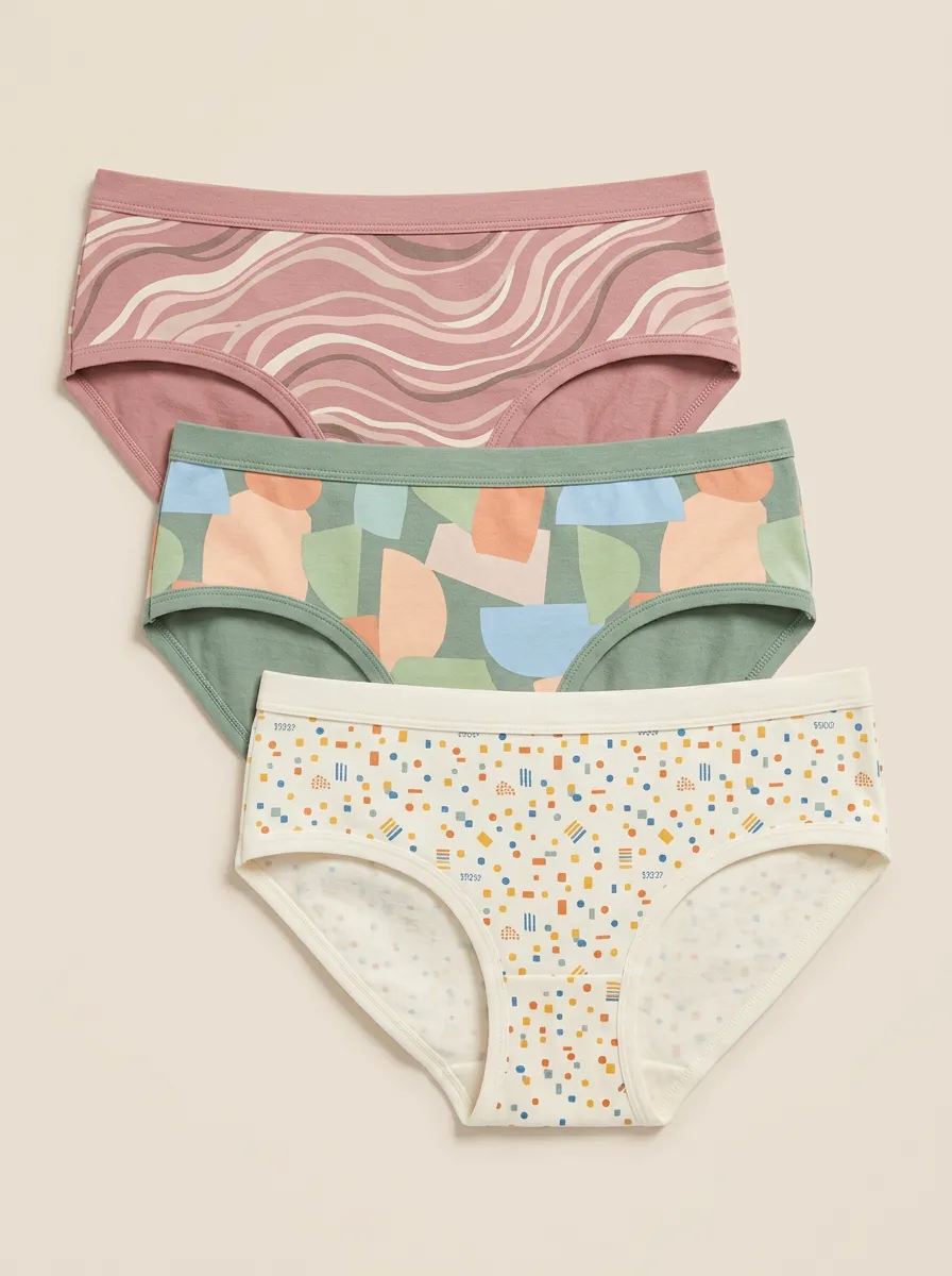Women's Abstract Geometric Pattern Three-Pack Lines Briefs