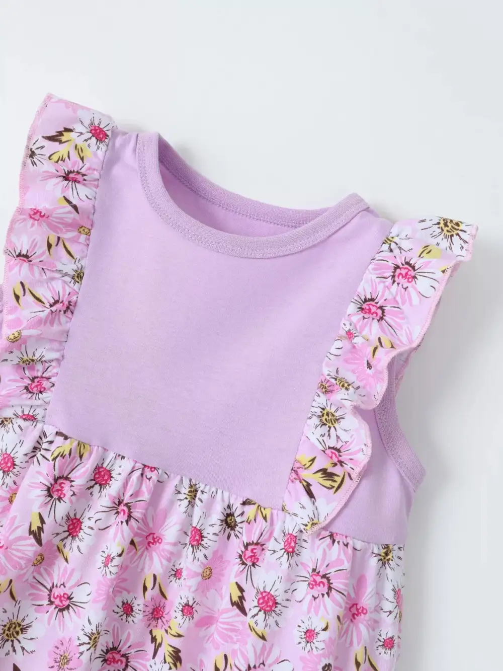 Girls Floral Ruffle Sleeve Dress