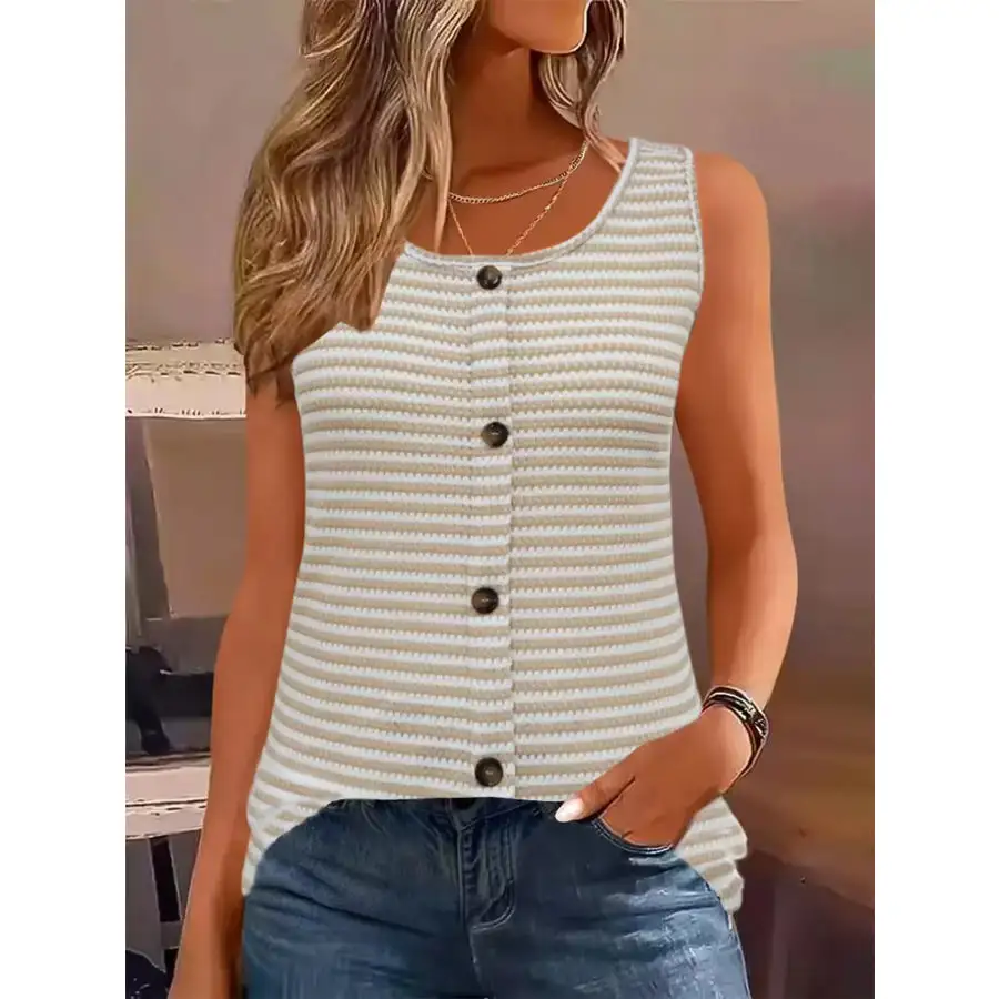 Button Front Knit Tank Top