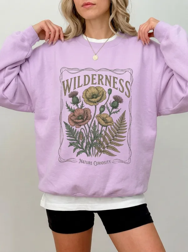 Women's Nature Wilderness Poppy Flower Graphic Sweatshirt
