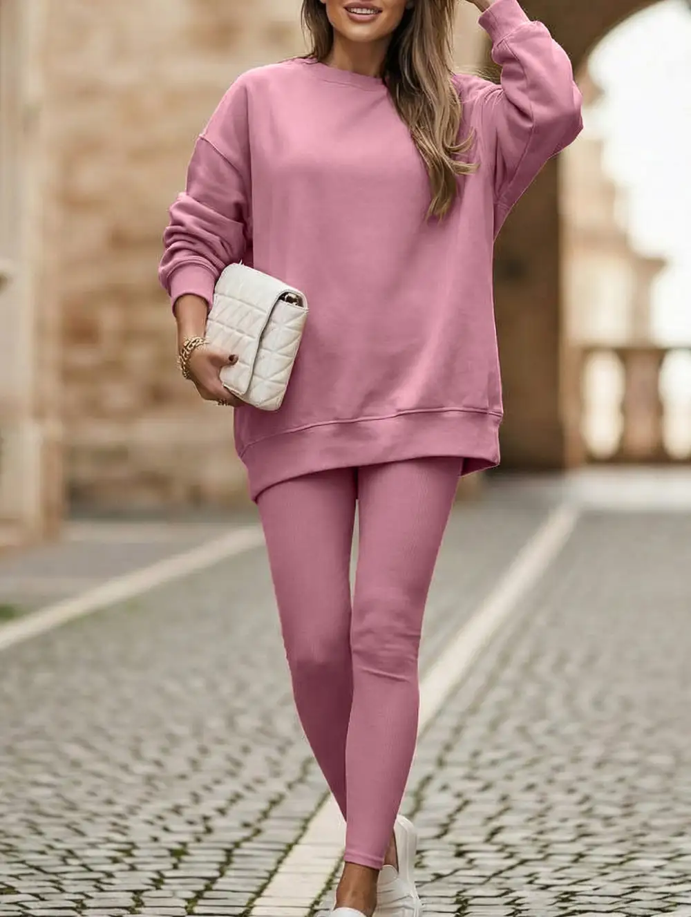 Crew Neck Irregular Sweatshirt Set