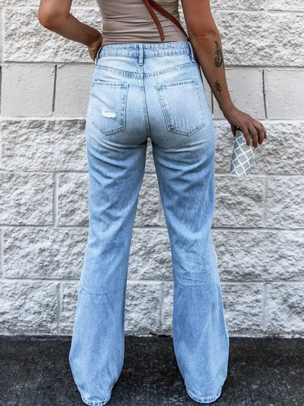 Sharp High Waist Distressed Denim Jeans