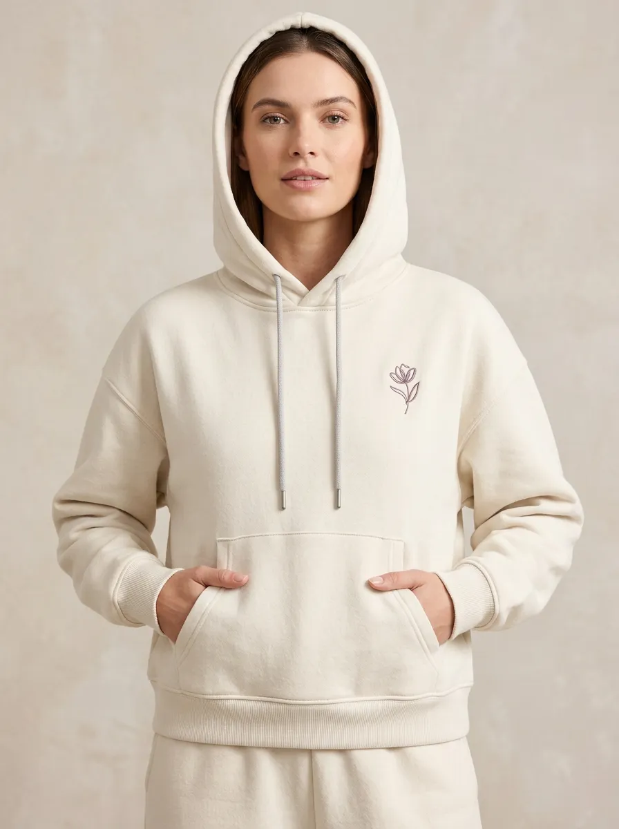 Women's Classic Floral Line Art Casual Hoodie