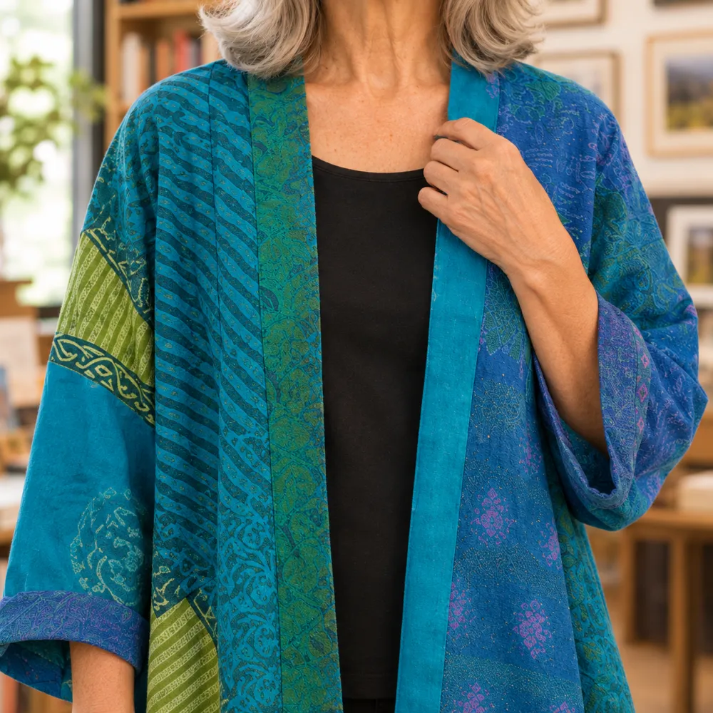 Patchwork Soft Knit Relaxed Cardigan