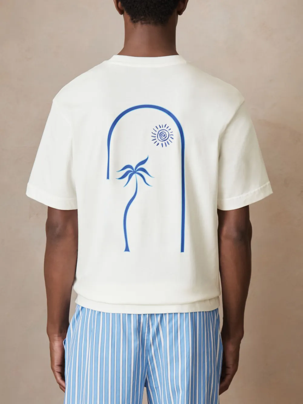 Men's Cotton Palm Tree Pattern Short-Sleeved Shirt
