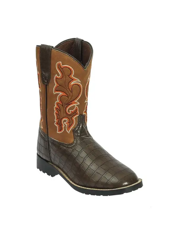 Rugged Round Toe Men's Western Boots
