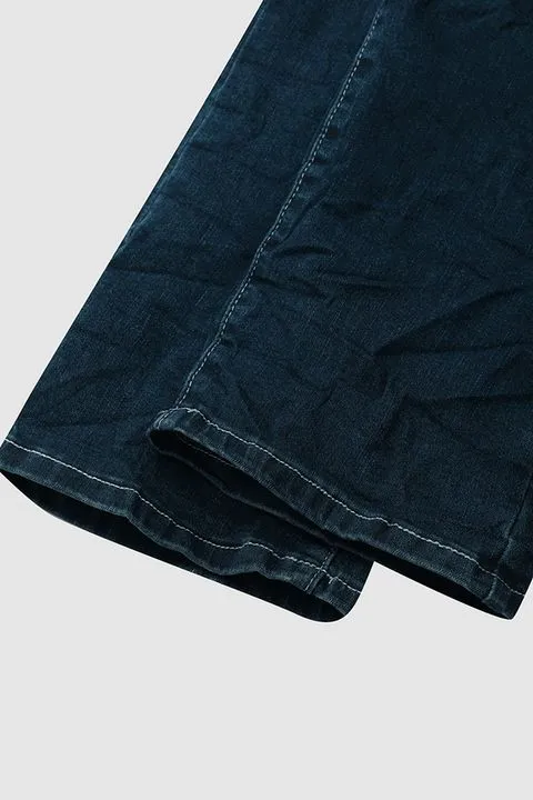 Button Up Roll Hem Straight Leg Jeans