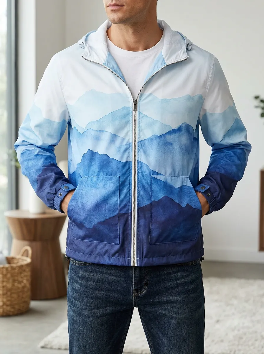 Men's Nature Watercolor Mountain Rugged Roamer Jacket