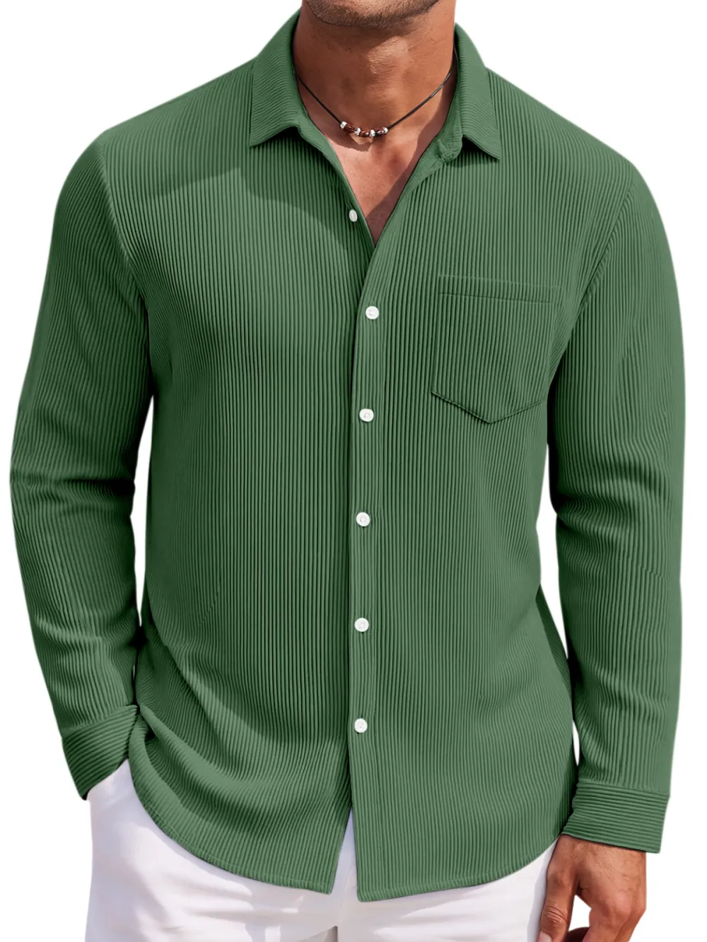 Long Sleeve Open Collar Shirt