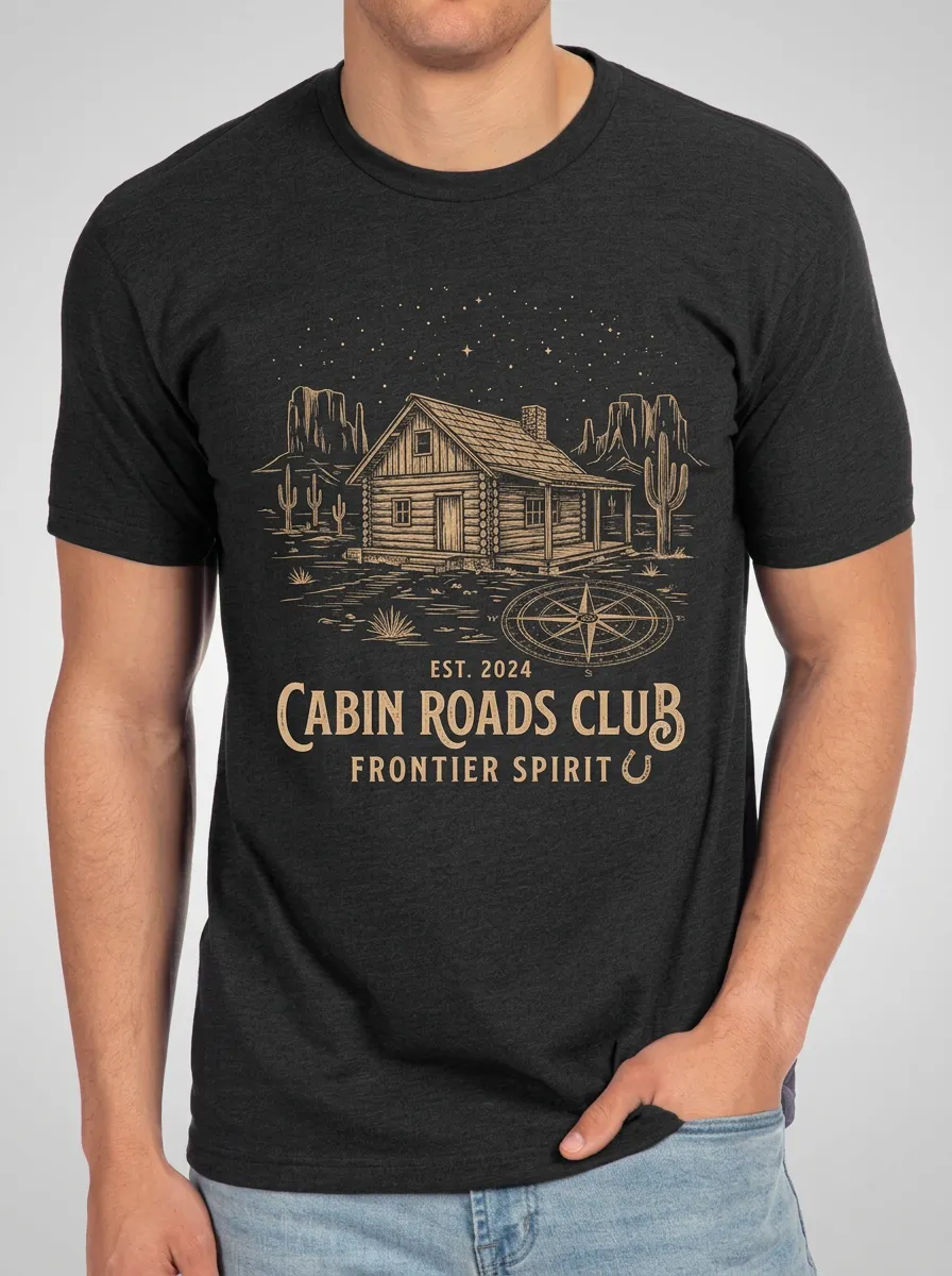 Men's Cabin Roads Club Desert Cabin Compass Printed T-shirt