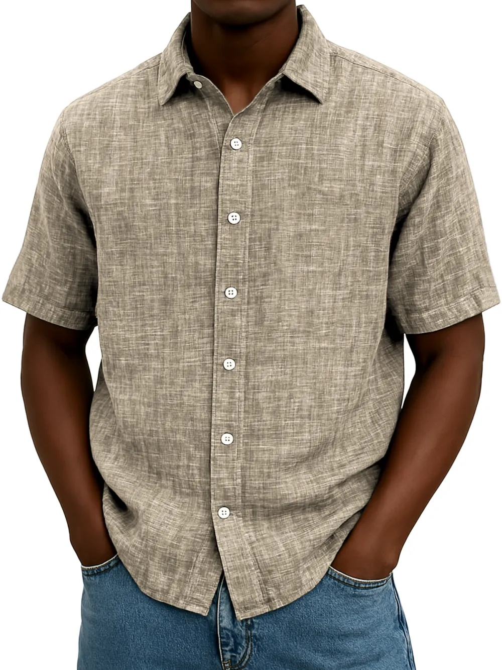 Easy Fit Linen Blend Button Front Shirt