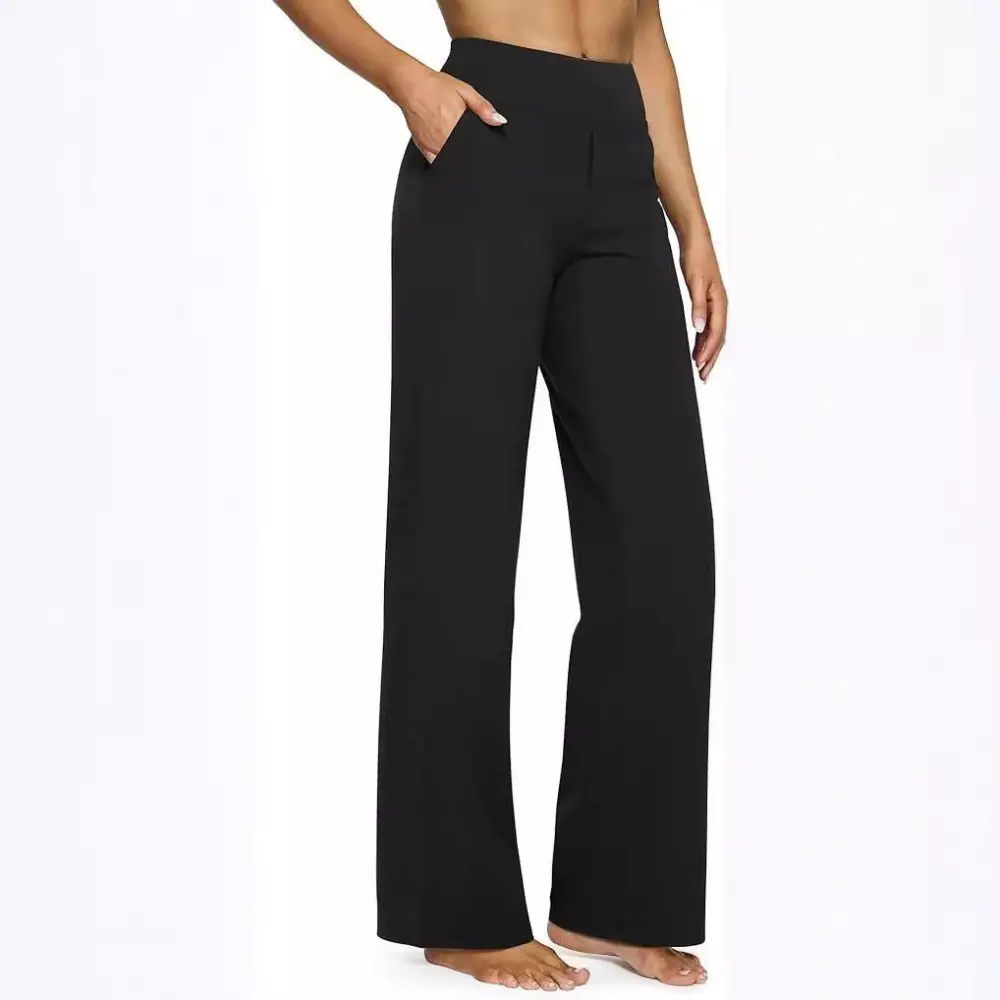 High Waist Straight Leg Loose Fit Pocket Pants