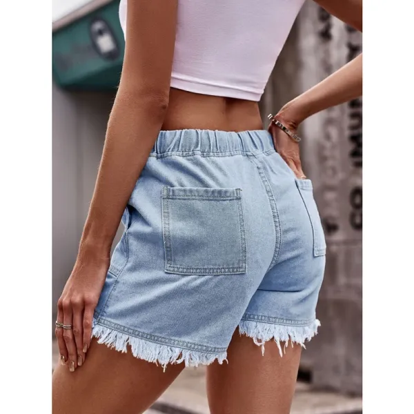 Drawstring Raw-Hem Denim Shorts