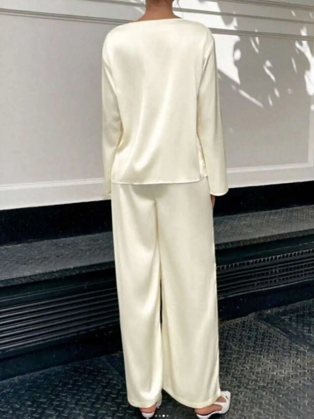 Classic Round Neck Long Sleeve Top and Pants Set