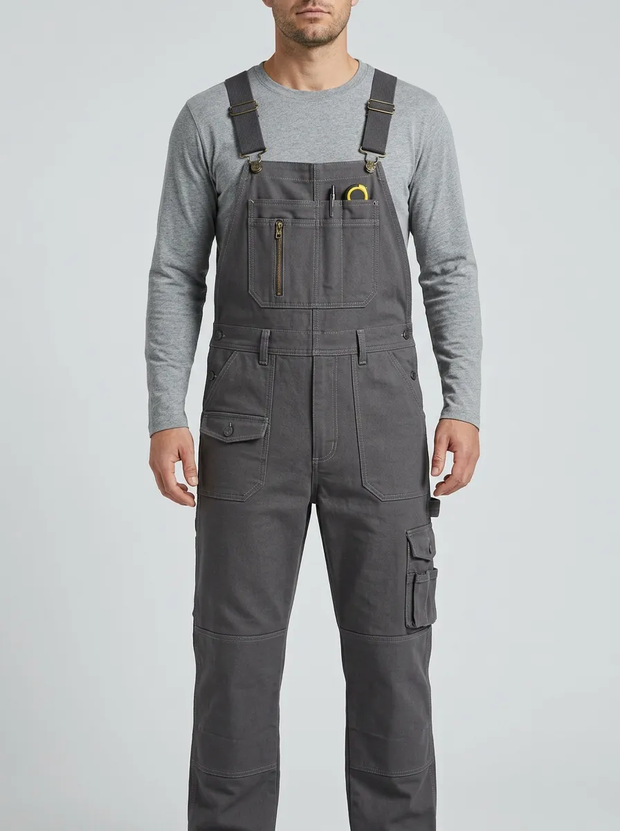 Utility Cargo Knee-Reinforced Outdoor Men's Workwear Bib Overalls