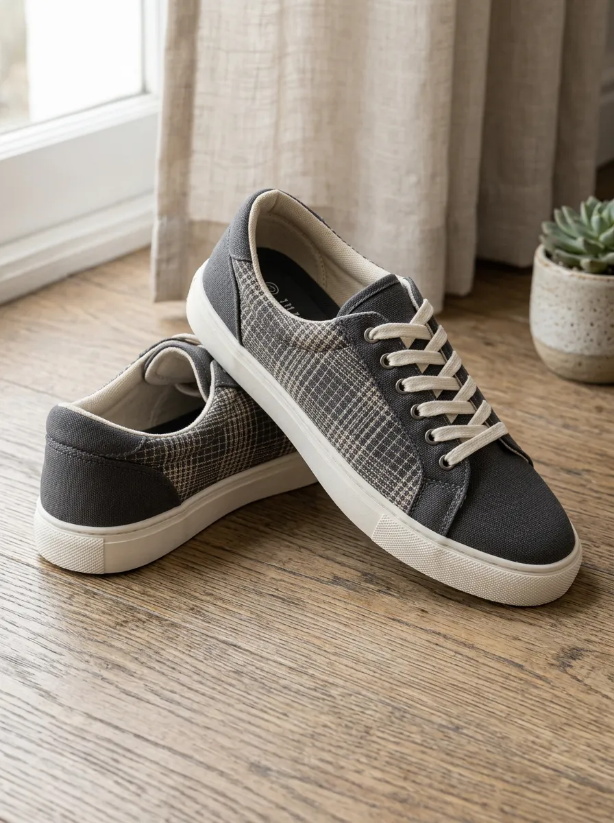 Men's Refined Casual Plaid Pattern Patterned Canvas Shoes