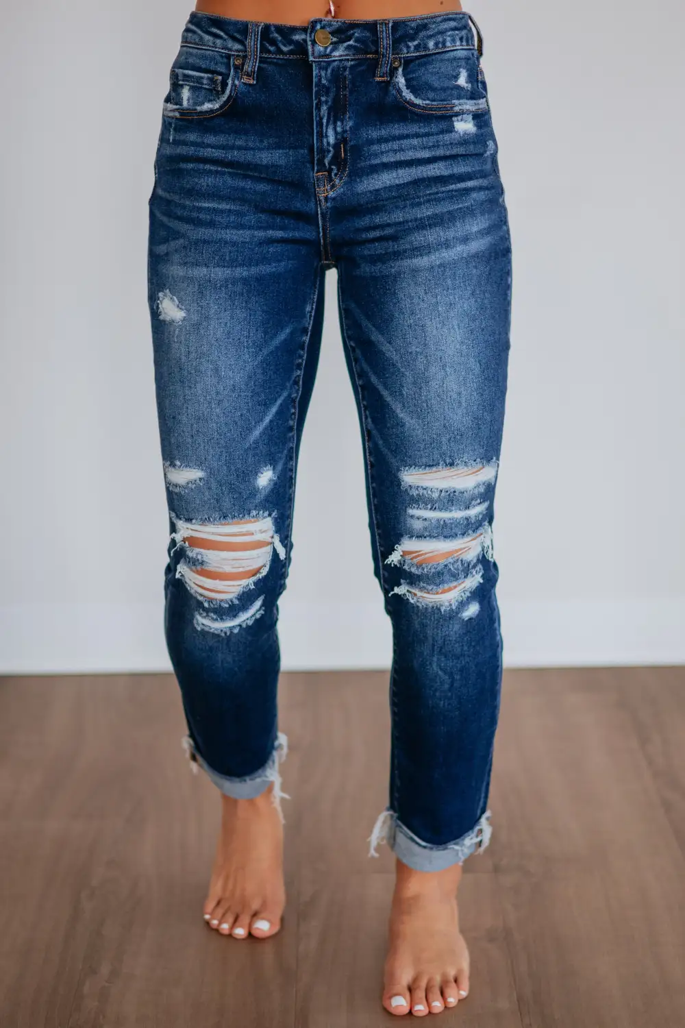 Women's High Rise Boyfriend Fit Cropped Jeans