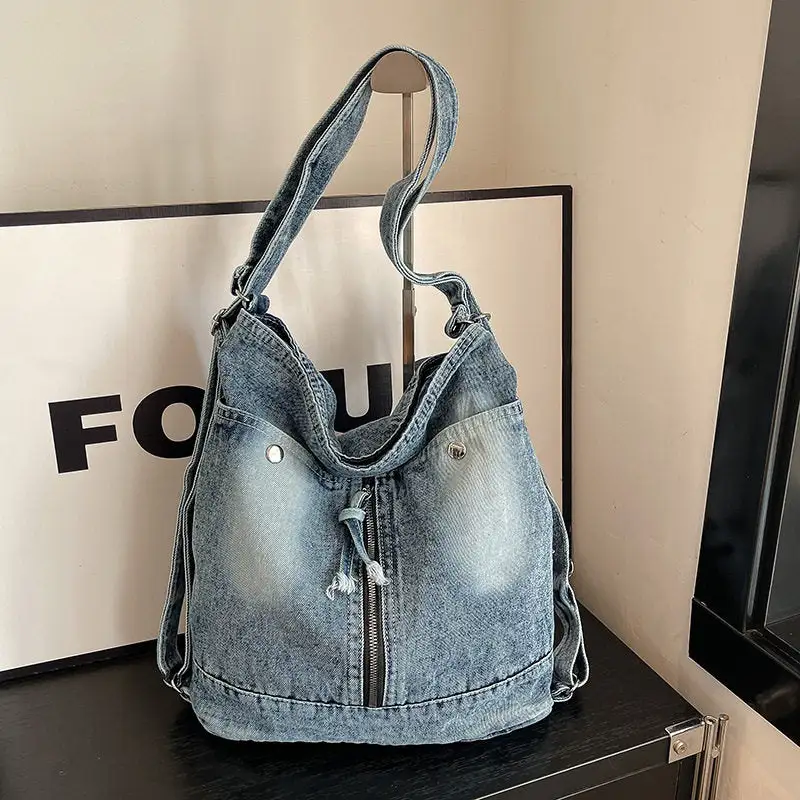 Denim Bucket Casual Backpack