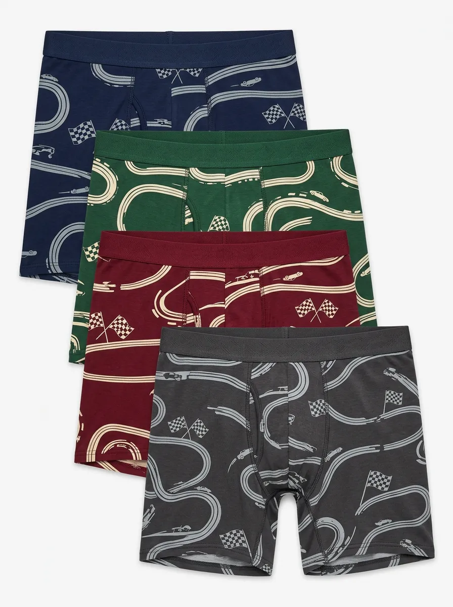 Men's Four-Pair Race Car Track Boxer Brief Set