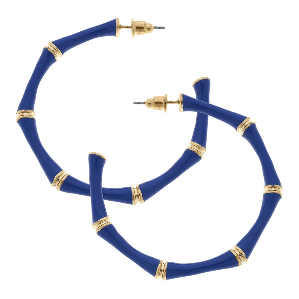 Refined Hoop Enamel Bamboo Style Earrings