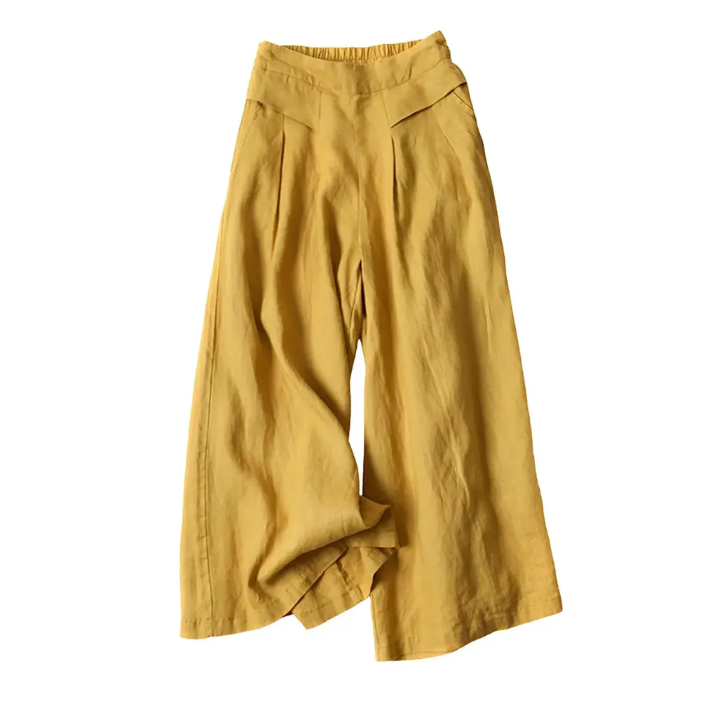 Women's Cotton Linen Culottes Pants
