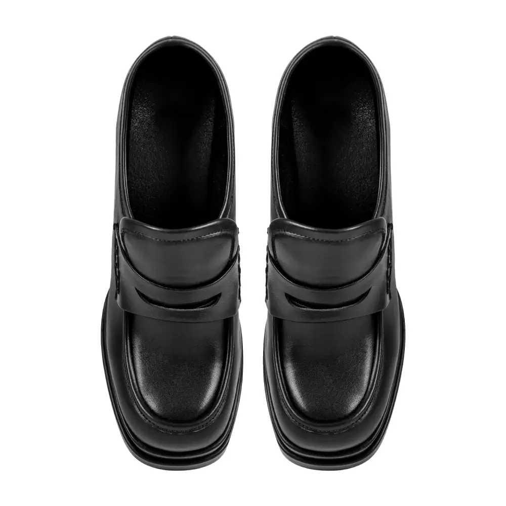 Modern Round Toe Platform Chunky Heel Pumps
