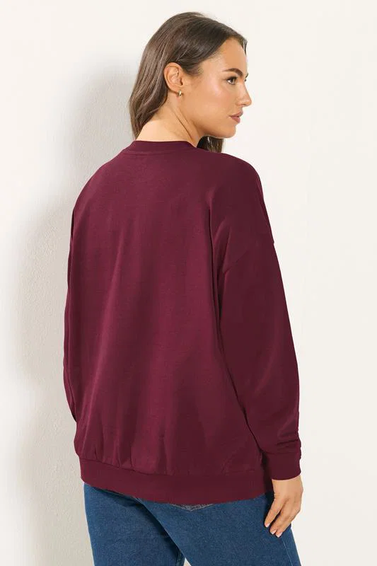 Burgundy Red 'Marche Aux Fleurs' Slogan Sweatshirt detail 2