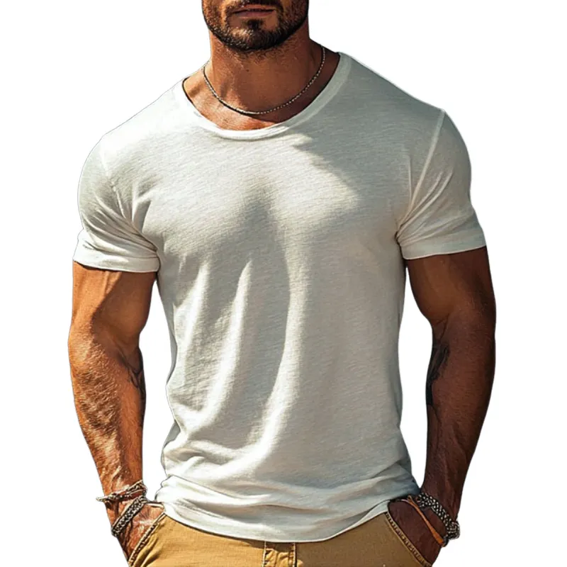 Woven Trim Slim Tee